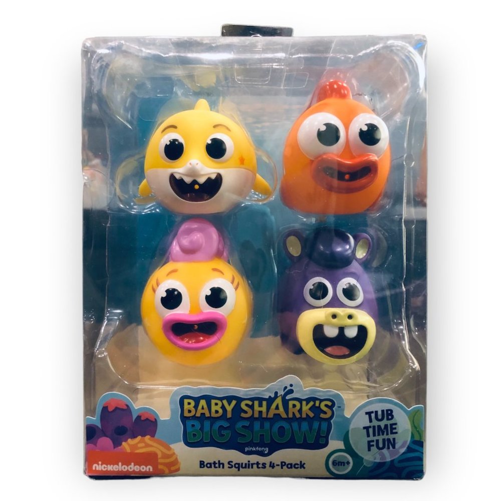 NEW - BABY SHARK SQUIRT TOYS 4-Piece Nickelodeon BPA free Bath Tub Time Fun